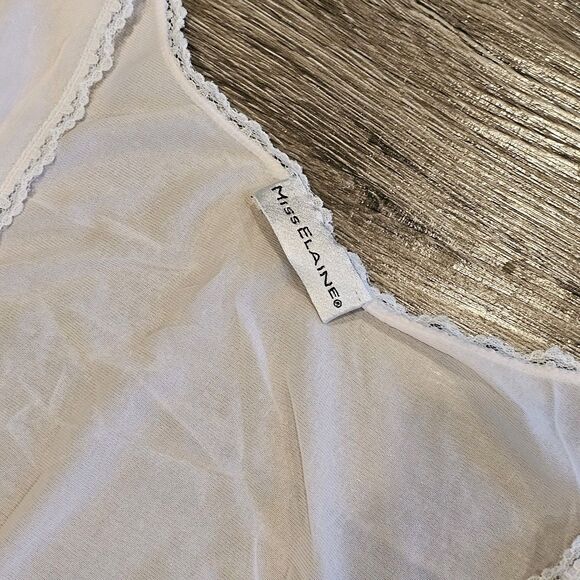 vintage sheer nightgown lace trim flutter sleeve romantic blush pink bridal L/XL - Picture 4 of 10